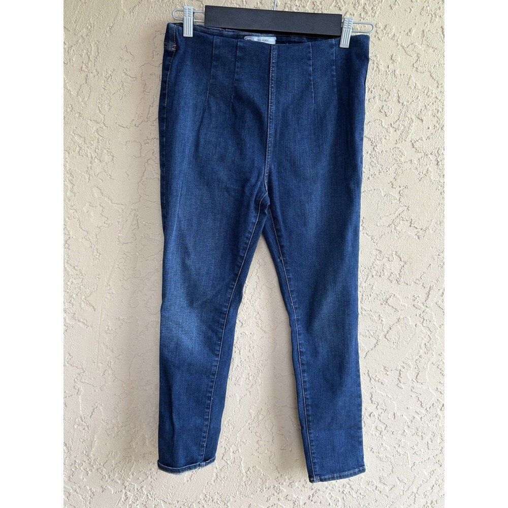 Free People Women Pleated Flat Front Easy Goes It Denim Medium Blue Jeans Sz 30